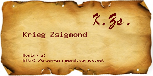 Krieg Zsigmond névjegykártya